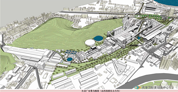 华新水泥厂旧址全景规划鸟瞰图